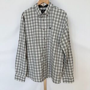 K-WAY Tech Men's Gray Plaid Long Sleeve Button-Up Shirt Size L Casual Collared